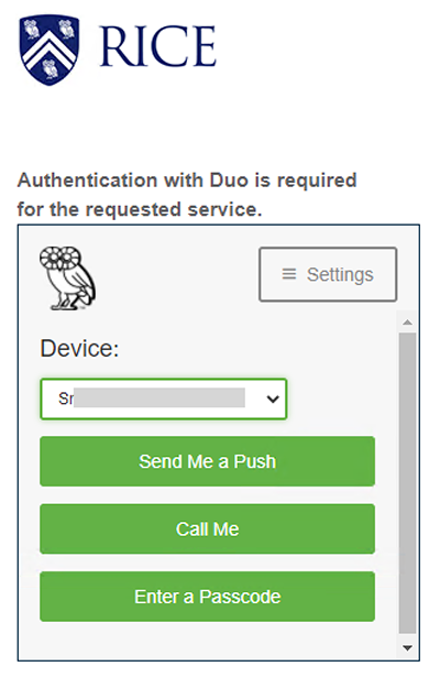 Duo authentication options